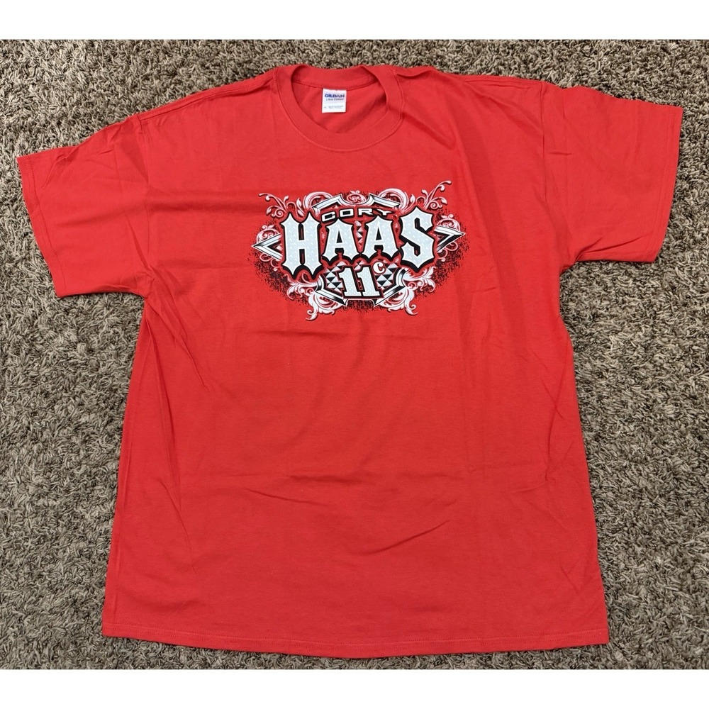 Gildan Sprint Car Racing Shirt Red Cory Haas #11 Dirt Track T-Shirt Mens Size XL
